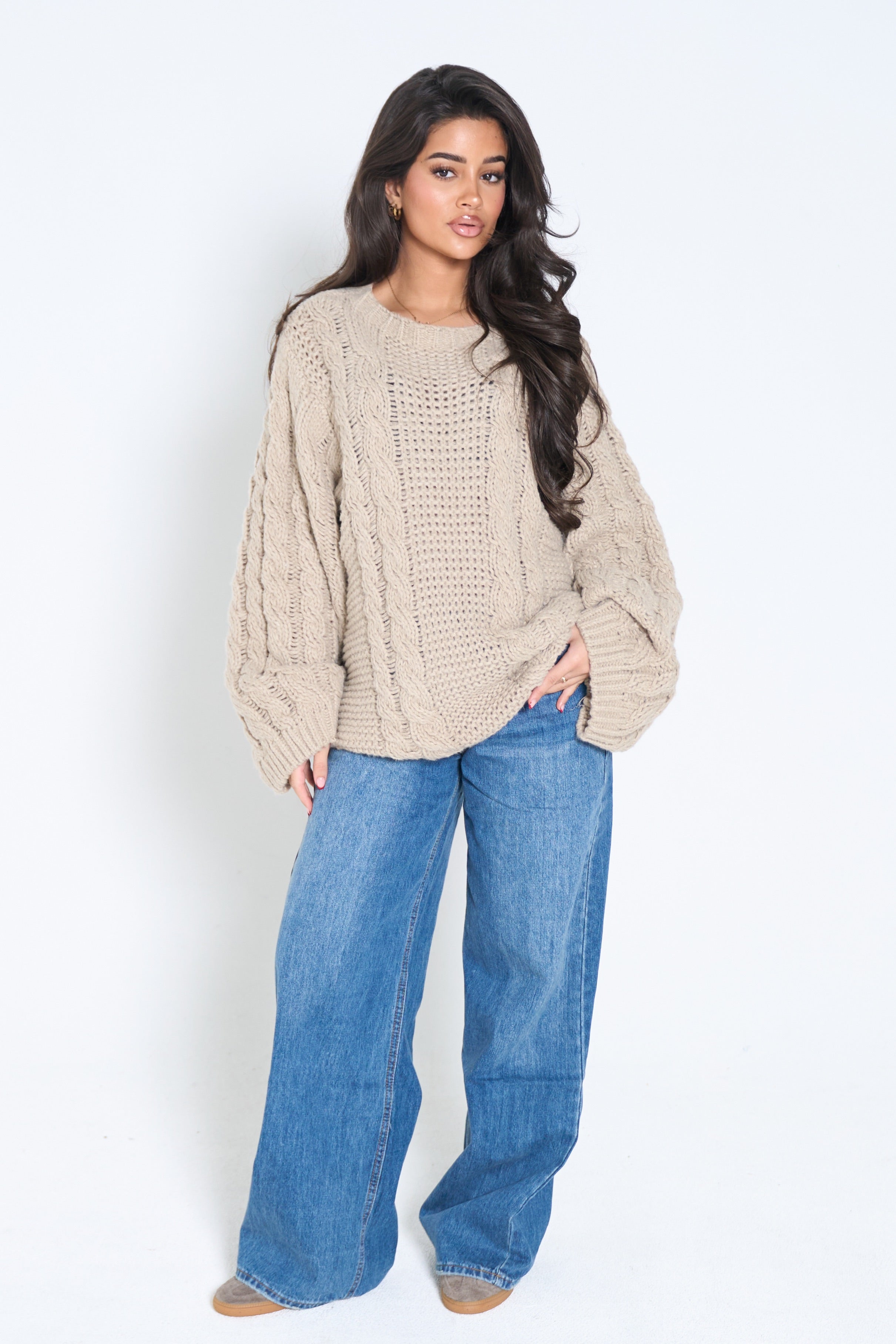 Cozy Knit Sweater - taupe-3
