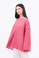 Oversized Long-Sleeved T-shirt - Candy Stripe