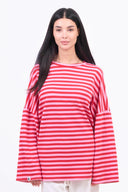 Oversized Long-Sleeved T-shirt - Candy Stripe