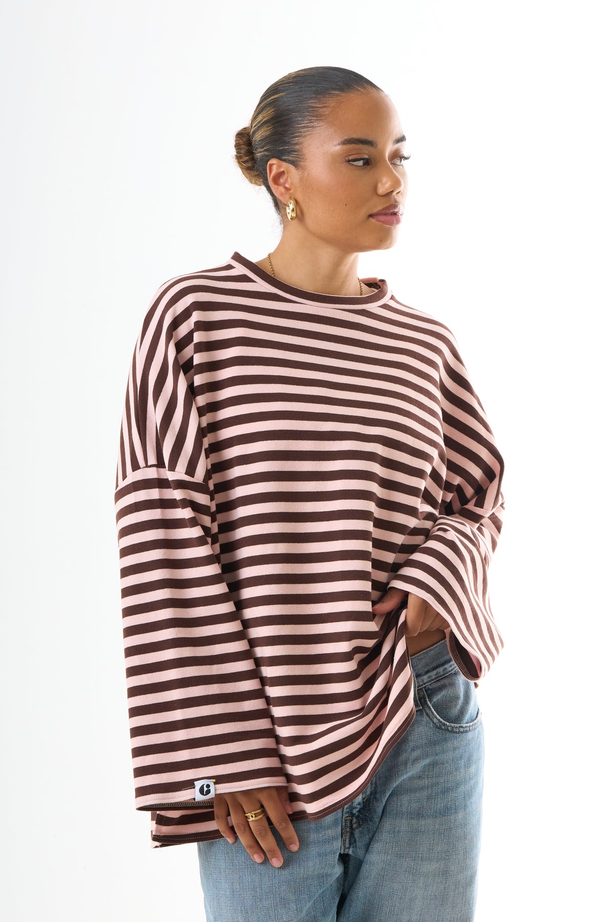 Oversized Long-Sleeved T-shirt - Cotton Stripe