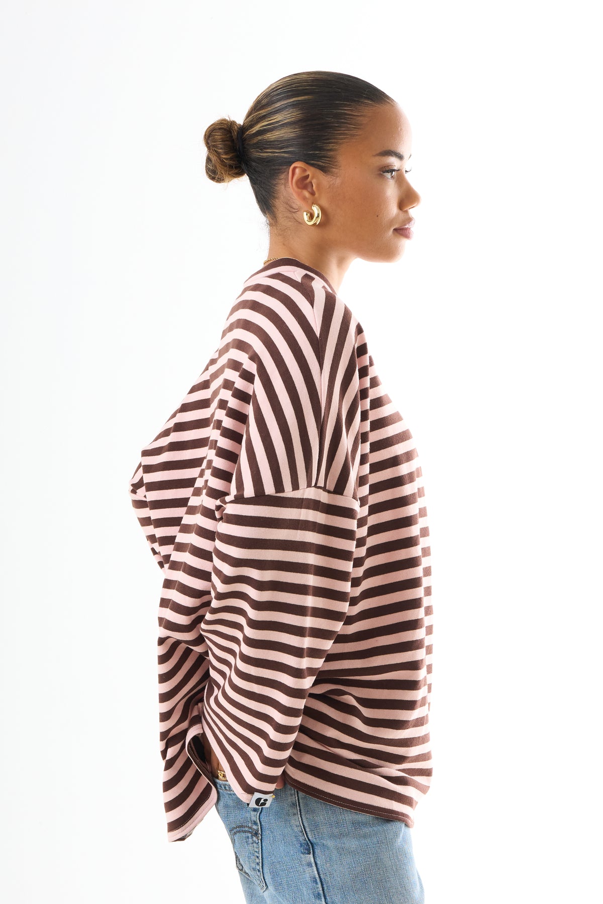 Oversized Long-Sleeved T-shirt - Cotton Stripe