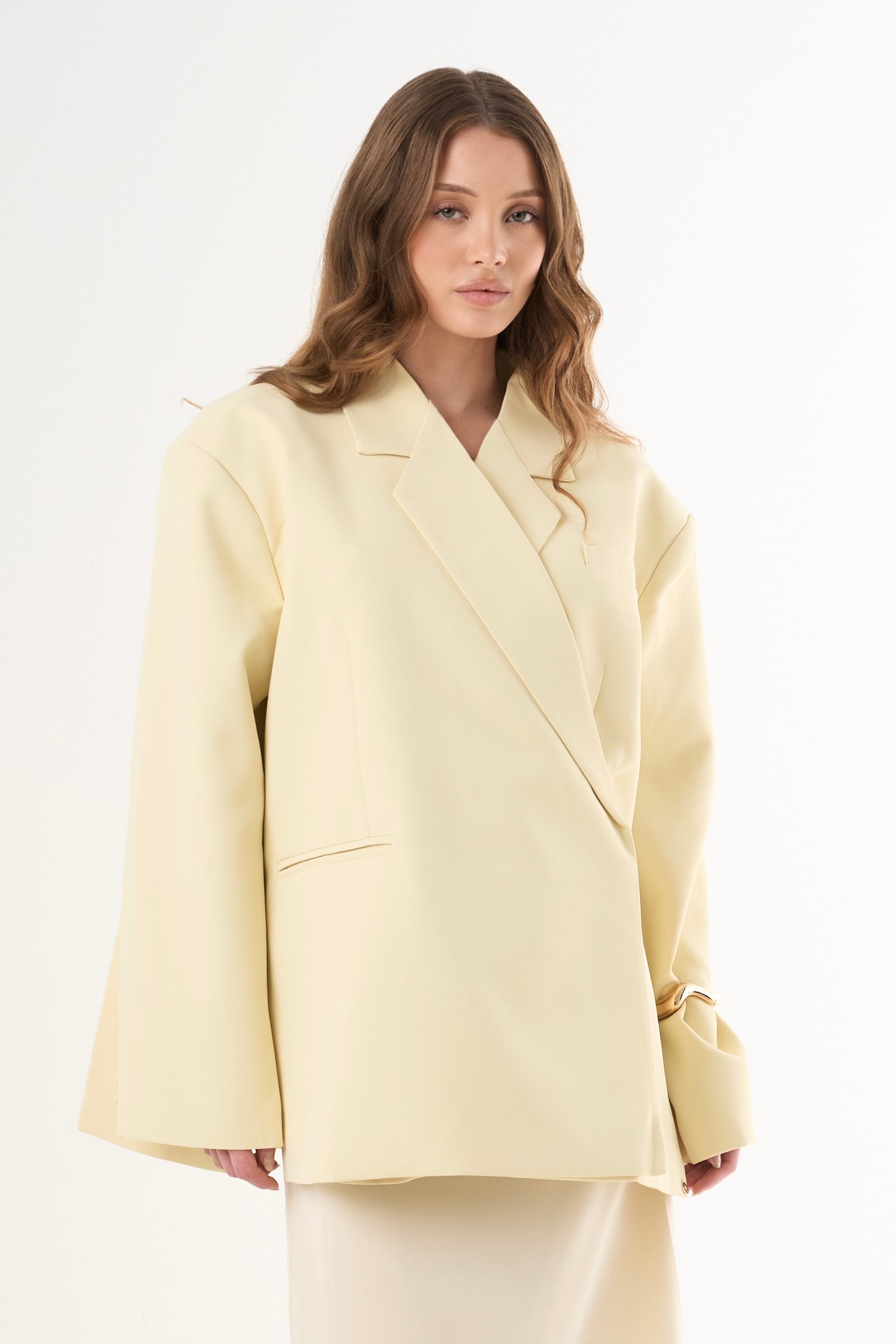 Boxy Oversized Blazer - Butter Yellow-2