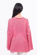 Oversized Long-Sleeved T-shirt - Candy Stripe