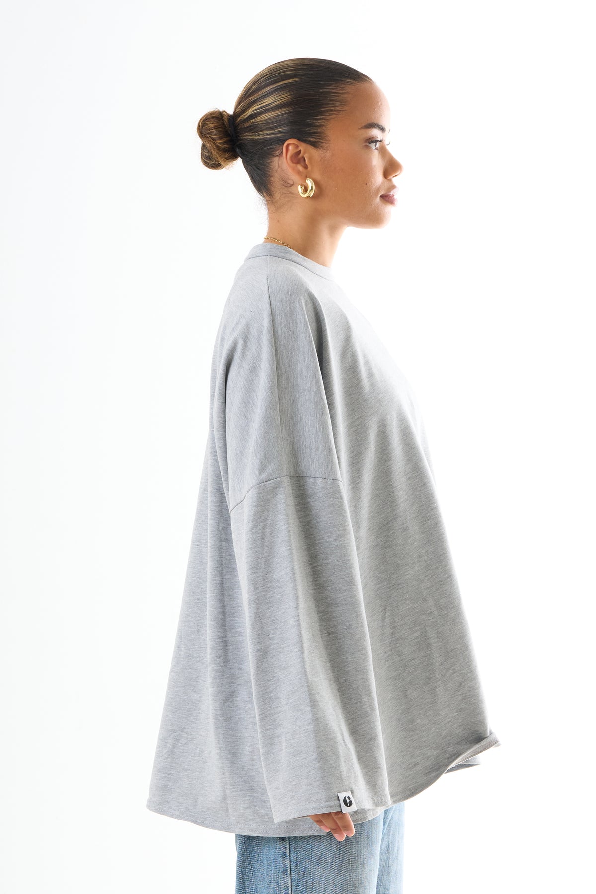 Oversized Long-sleeved T-shirt - Light Grey