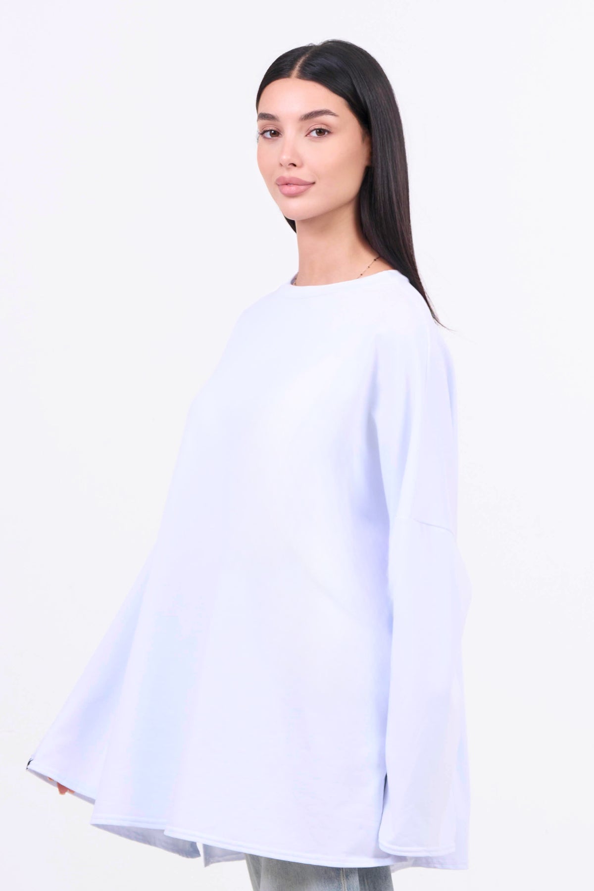 Oversized Long-sleeved T-shirt - White-3