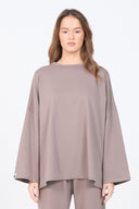 Oversized Long-sleeved T-shirt - Taupe