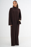 Premium Jersey Abaya - Brown