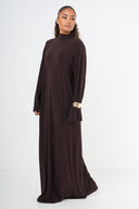 Premium Jersey Abaya - Brown