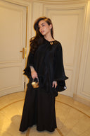 Ruffle Poncho - Black