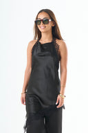 The Lace Halter Top - Black