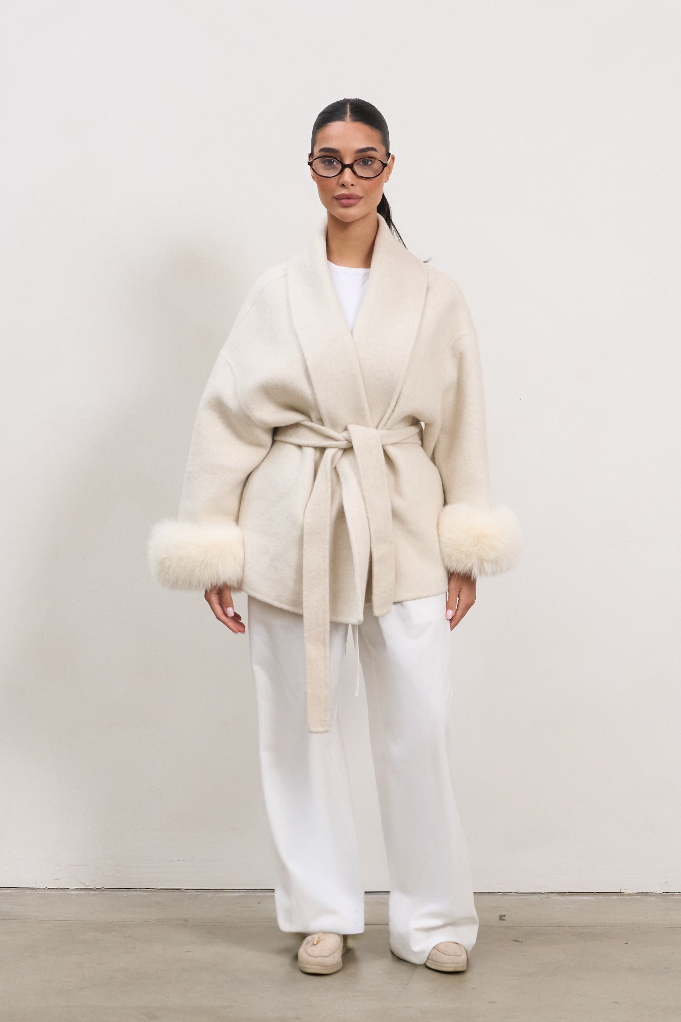 The Luxe Wool Wrap Coat - White-1