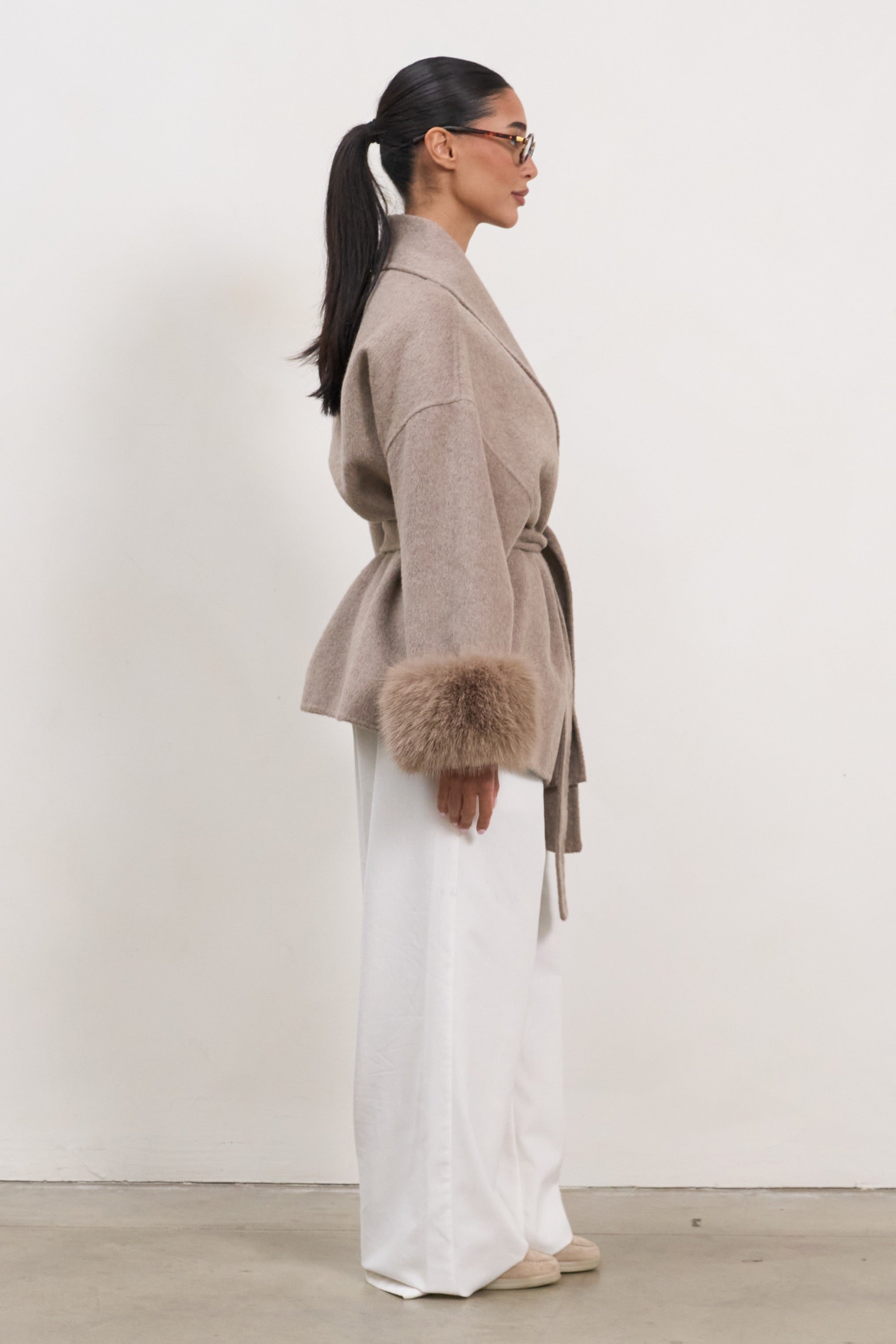 The Luxe Wool Wrap Coat - Taupe-2