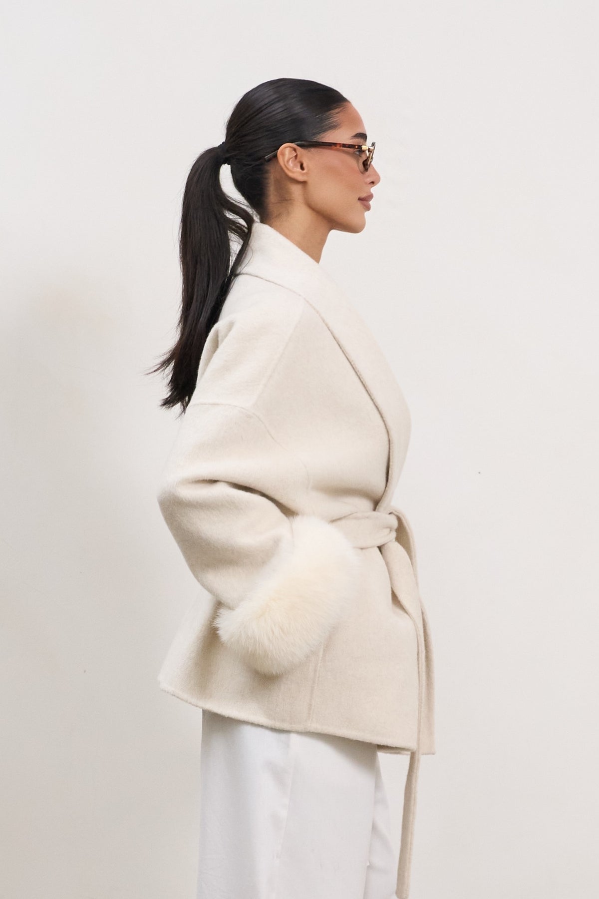 The Luxe Wool Wrap Coat - White-4