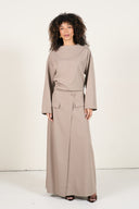 Two-Piece Wrap Skirt Set - Taupe