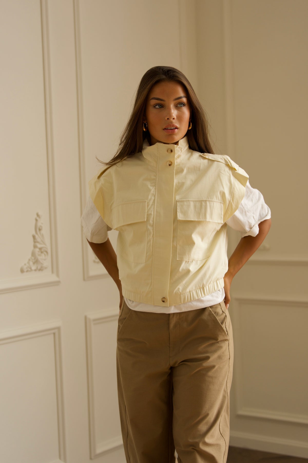 Utility Gilet - Cream-4