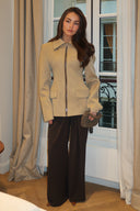 Zip-Up Blazer Jacket - Beige